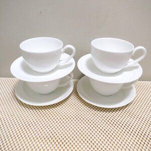 X4 Wedgwood Solar Flat Tea Cup and Saucer White Shape 225 Bone China
